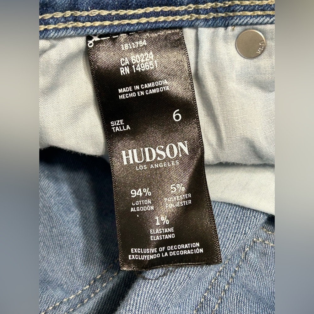 Hudson Flap Pocket Straight Leg Jeans Womens Size 6 Icy Blue H0524-01 - Picture 9 of 11